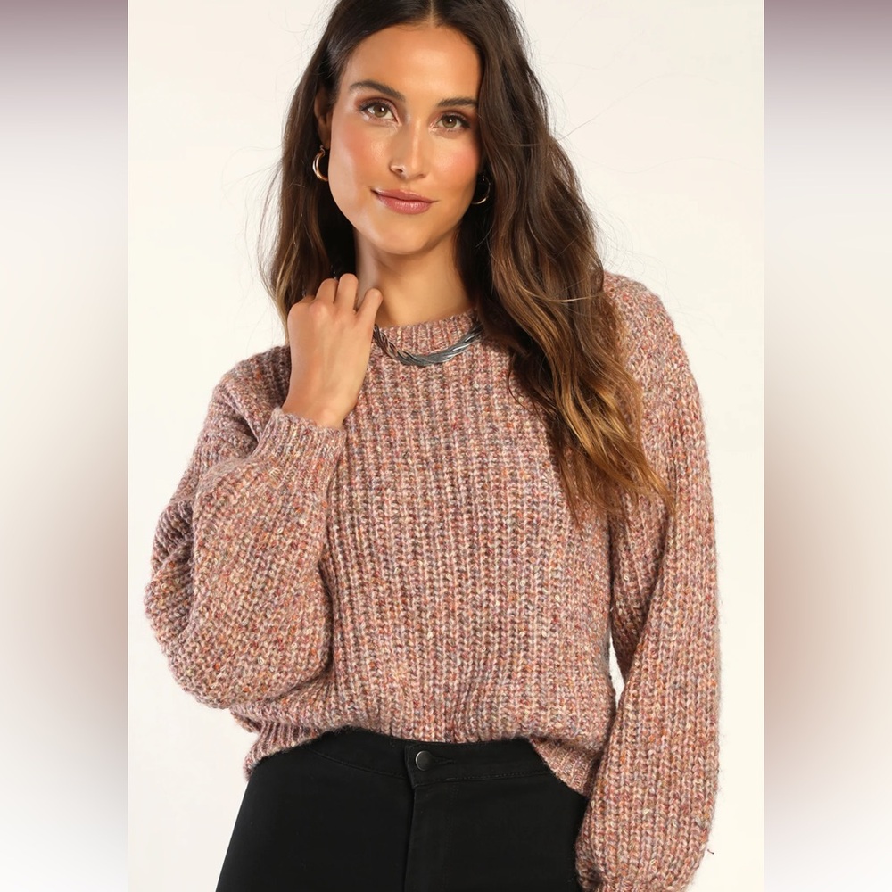 Lulus Mauve Multi Knit Pullover Sweater